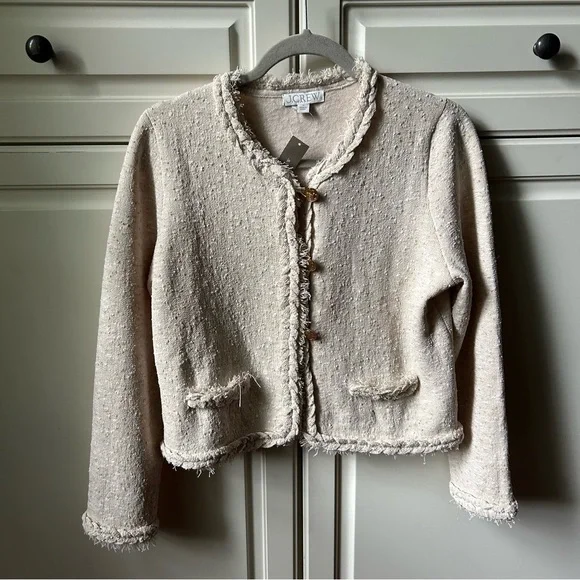 J crew Marled fringe-trim sweater lady jacket - Picture 3 of 9